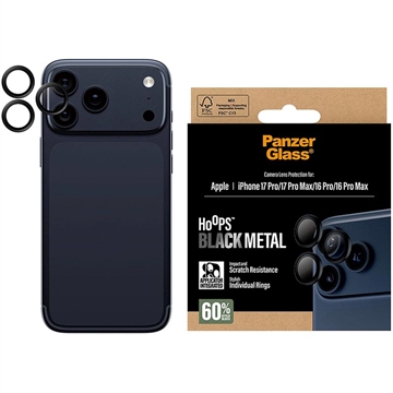 iPhone 17 Pro/17 Pro Max/16 Pro/16 Pro Max PanzerGlass Hoops Camera Lens Beschermer - Zwart
