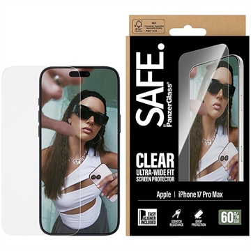 iPhone 17 Pro Max PanzerGlass Safe Ultra-Wide Fit Glazen Screenprotector - 9H - Helder
