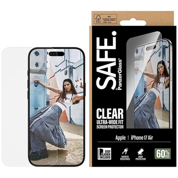 iPhone Air PanzerGlass Safe Ultra-Wide Fit Glazen Screenprotector - 9H - Helder