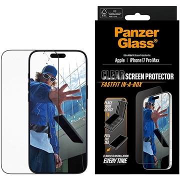 iPhone 17 Pro Max PanzerGlass Ultra-Wide Fit m. FastFit In-A-Box Glazen Screenprotector - 9H - Zwarte rand