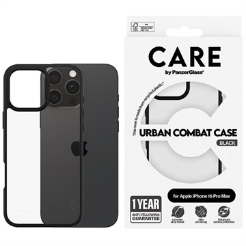 iPhone 16 Pro Max PanzerGlass Care Urban Combat Hoesje - Zwart / Doorzichtig