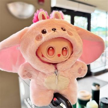 Pluche dierenthema jumpsuit met capuchon voor Labubu pop 17cm - Konijn