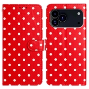 iPhone 17 Pro Polka Dot-patroon Portemonnee Hoesje - Rood