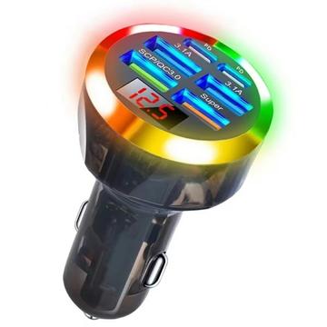 Draagbare 6-poorts snelle autolader 150W met PD & QC3.0 - Zwart