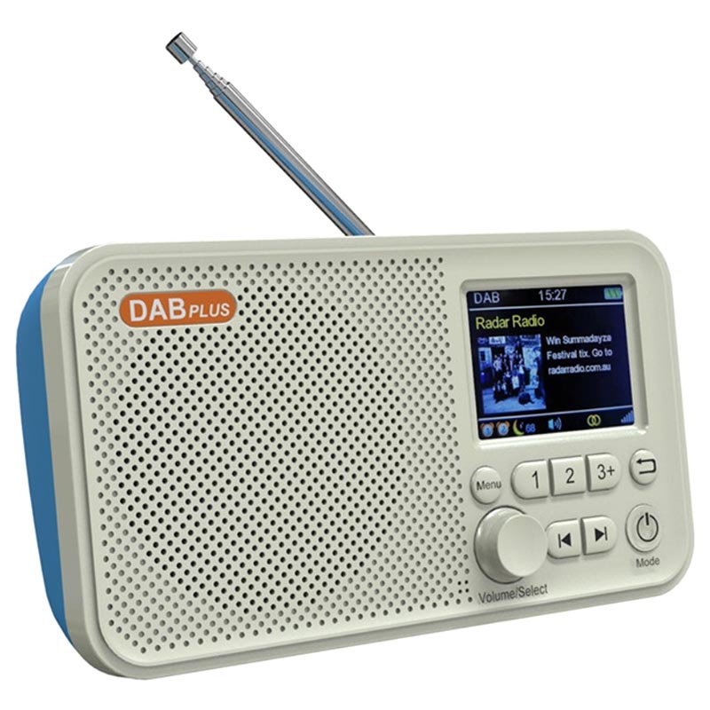 wasserette Spreek luid Megalopolis Draagbare DAB Radio & Bluetooth Speaker C10 - Wit / Blauw