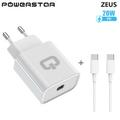 Powerstar Zeus Muurlader met USB-C Kabel - 20W - Wit