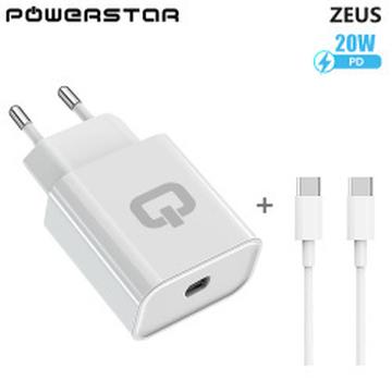 Powerstar Zeus Muurlader met USB-C Kabel - 20W - Wit