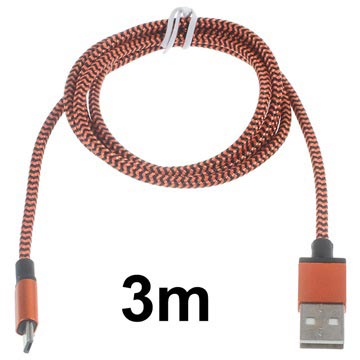 Premium USB 2.0 / MicroUSB Kabel - 3m - Oranje