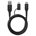 Prio 2-in-1 High-Speed USB-C / Lightning naar USB-A Kabel - 1.2m - Zwart