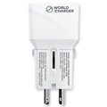 Prio Fast Charge World Travel Adapter met USB-A, USB-C - 20W - Wit
