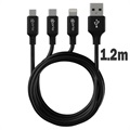 Dux Ducis K-ONE microUSB, Lightning, USB-C Kabel - 2.4A, 1.2m