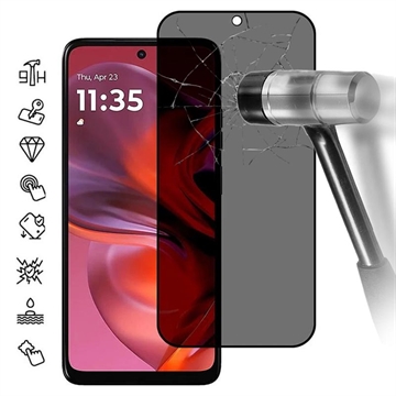 Motorola Moto G05 Privacy Full Cover Glazen Screenprotector - Zwarte Rand