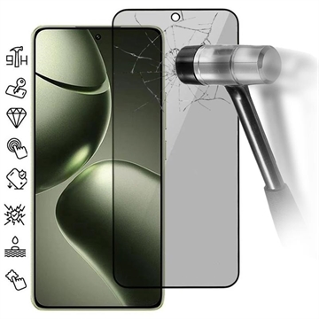 Xiaomi 14T/14T Pro Privacy Full Cover Glazen Screenprotector - Zwarte Rand