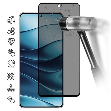Xiaomi Redmi Note 14 4G/5G Privacy Full Cover Glazen Screenprotector - Zwarte Rand