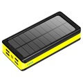 Waterbestendige Solar Powerbank/Draadloze Oplader - 20000mAh - Zwart