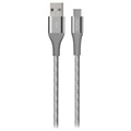 Puro Fabric K2 Oplaad & Synchroniseer USB-A / USB-C Kabel - 1,2m - Spacegrijs