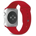 Puro Icon Apple Watch Series 7/SE/6/5/4/3/2/1 Siliconen Band - 45mm/44mm/42mm - Rood