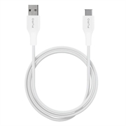 Puro Plain USB-A/USB-C kabel - 1m, 15W - Wit