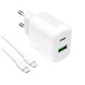 Puro Prolite 20W dual-poorts oplader met USB-C kabel - Wit