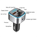 QC3.0 Autolader & Bluetooth FM-zender met LED-licht T32
