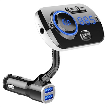 Qc3.0 Car Charger / Bluetooth Fm Transmitter Met Rgb Bc49aq - Zwart
