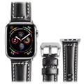 Qialino Apple Watch Series 7/SE/6/5/4/3/2/1 Leren Band - 45mm/44mm/42mm - Zwart