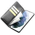 Qialino Classic Samsung Galaxy S21 5G Wallet Leren Hoesje - Zwart