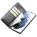 Qialino Classic Samsung Galaxy S21+ 5G Wallet Leren Hoesje - Zwart