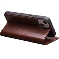 Qialino Classic iPhone 13 Mini Wallet Leren Hoesje - Bruin