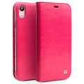 Qialino Classic iPhone XR Wallet Leren Hoesje - Hot Pink