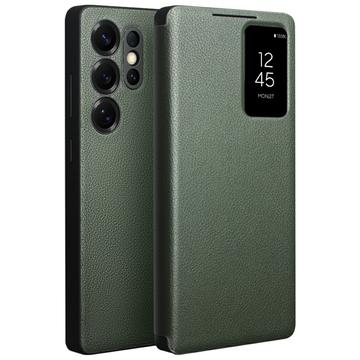 Samsung Galaxy S25 Ultra Qialino Smart View Leren Flip Hoesje