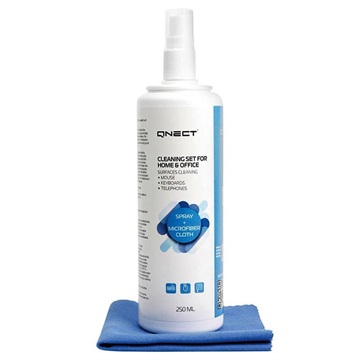 Qnect Reinigingsset voor Thuis & Kantoor - Spray & Microvezeldoek