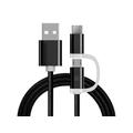 Reekin 2-in-1 gevlochten kabel - MicroUSB & USB-C - 1m - Zwart