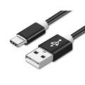 Reekin Nylon Gevlochten USB-A / USB-C Kabel - 2A, 1m - Zwart