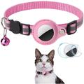 Reflecterende Halsband met AirTag 1/2 Houder en Bel - Katten en Kleine Honden - Roze