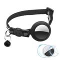 Reflecterende dierenhalsband met bel, siliconen hoesje en beschermfolie voor AirTag 1/2 - Zwart