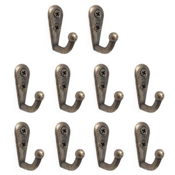 Retro Zinc Alloy Muurhaken - 10 stuks. - Brons