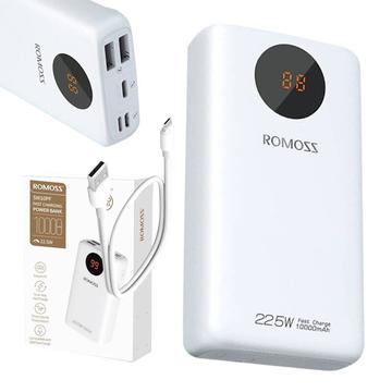 Romoss SW10PF 10000mAh Power Bank 22.5W - USB-C, 2xUSB-A - White