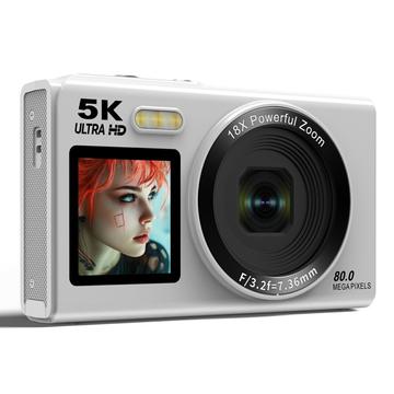 S150 Pro 5K digitale camera met dubbel scherm en 32GB geheugenkaart - Wit
