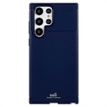 Saii Koolstofvezel Samsung Galaxy S22 Ultra 5G TPU Case - Blauw
