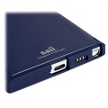 Saii Koolstofvezel Samsung Galaxy S22 Ultra 5G TPU Case - Blauw