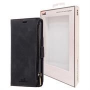 Saii Zipper iPhone 13 Pro Max Wallet Case met Riem - Zwart