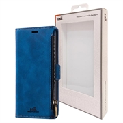 Saii Zipper iPhone 13 Pro Max Wallet Case met Riem - Blauw