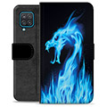 Samsung Galaxy A12 Premium Wallet Case - Blue Fire Dragon
