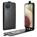 Samsung Galaxy A12 Verticale Flip Case met Kaartsleuf - Zwart