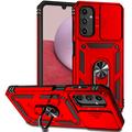 Samsung Galaxy A14 Rotary Ring Hybrid Case with Camera Shield - Rood