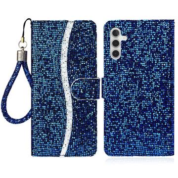 Samsung Galaxy A16 Stijlvol Glitter Portemonnee Hoesje - Blauw