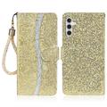 Samsung Galaxy A16 Stijlvol Glitter Portemonnee Hoesje - Goud