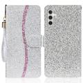 Samsung Galaxy A16 Stijlvol Glitter Portemonnee Hoesje - Zilver