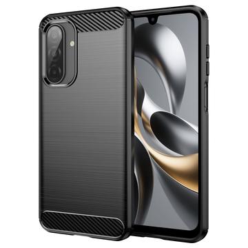 Samsung Galaxy A17 Geborsteld TPU Hoesje - Koolstofvezel - Zwart